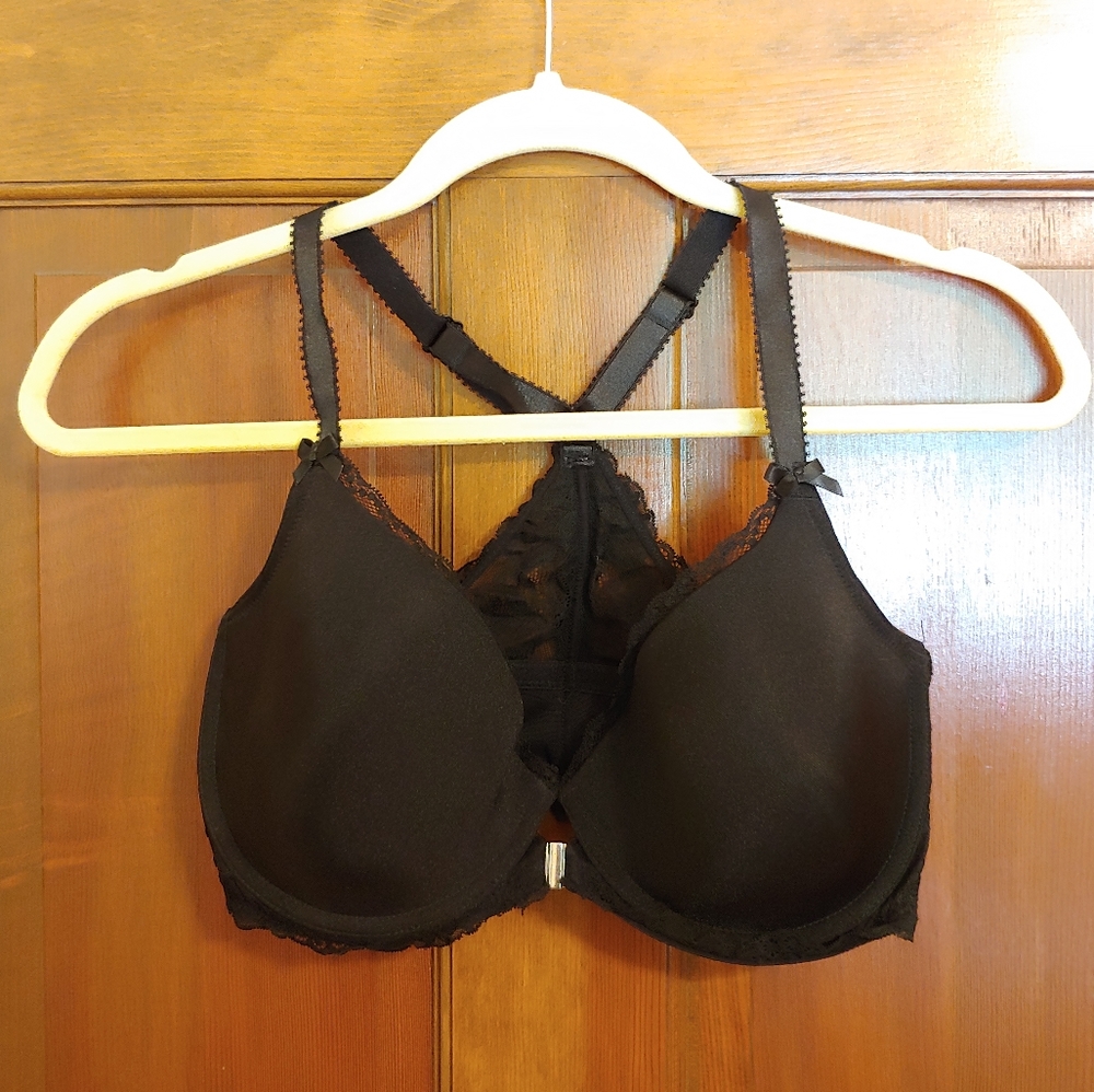NWOT Adore Me 32G Lace Bra Black Front Clasp